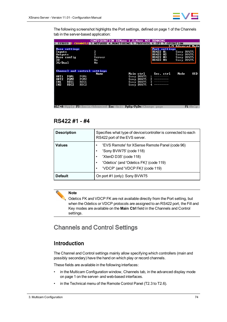 Channels and control settings, Introduction | EVS XSnano Version 11.01 - November 2012 Configuration Manual User Manual | Page 84 / 168