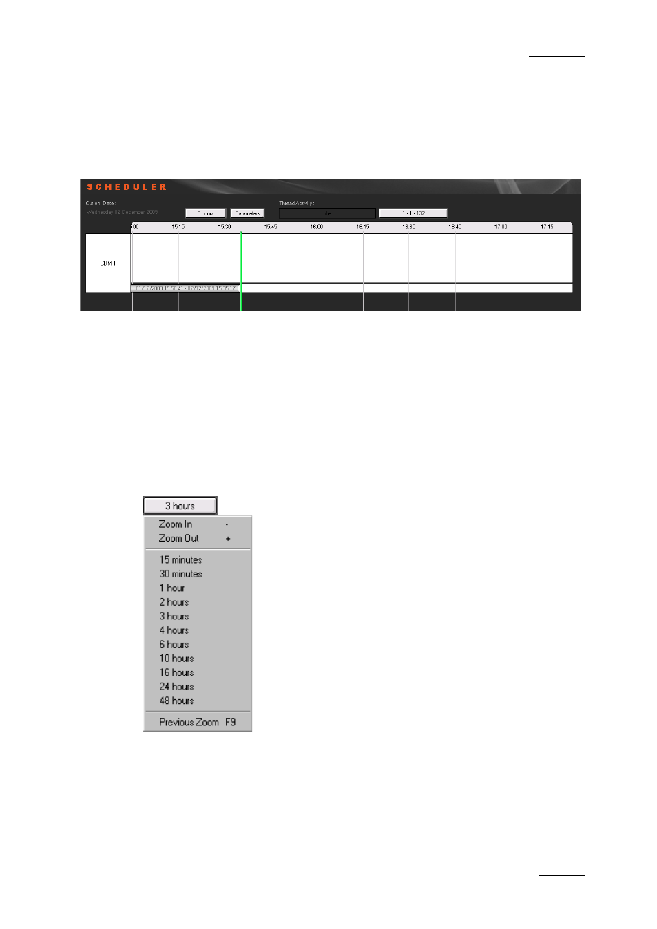 4 scheduler, 1 timeline view settings, Time span | Scheduler, Timeline view settings, Imeline, Ettings | EVS XEDIO Ingest Organizer Version 4.1 - December 2011 User Manual User Manual | Page 17 / 23