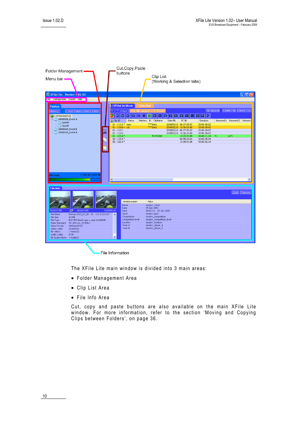 4 clip management | EVS Xfile Version 1.02 - February 2009 User Manual User Manual | Page 15 / 74