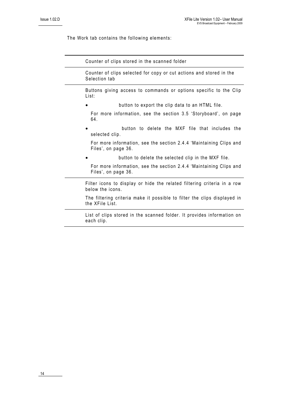 EVS Xfile Version 1.02 - February 2009 User Manual User Manual | Page 19 / 74