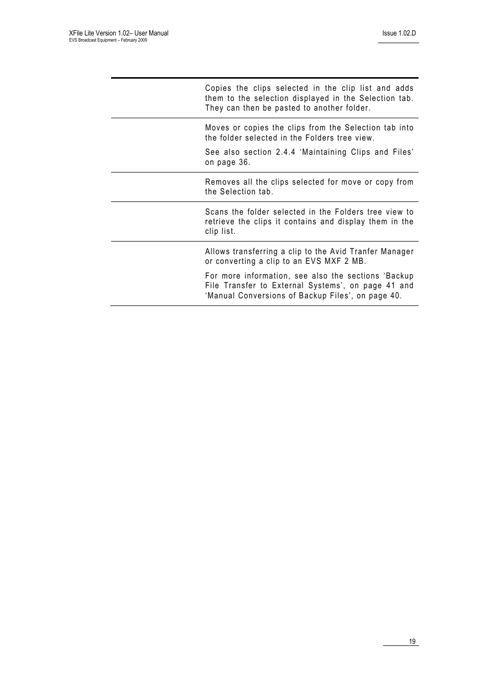 EVS Xfile Version 1.02 - February 2009 User Manual User Manual | Page 24 / 74