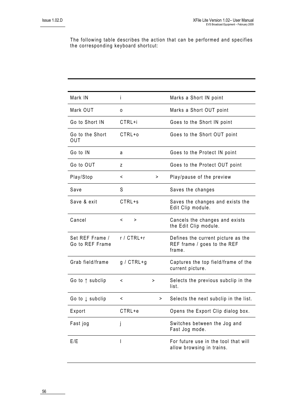 EVS Xfile Version 1.02 - February 2009 User Manual User Manual | Page 61 / 74