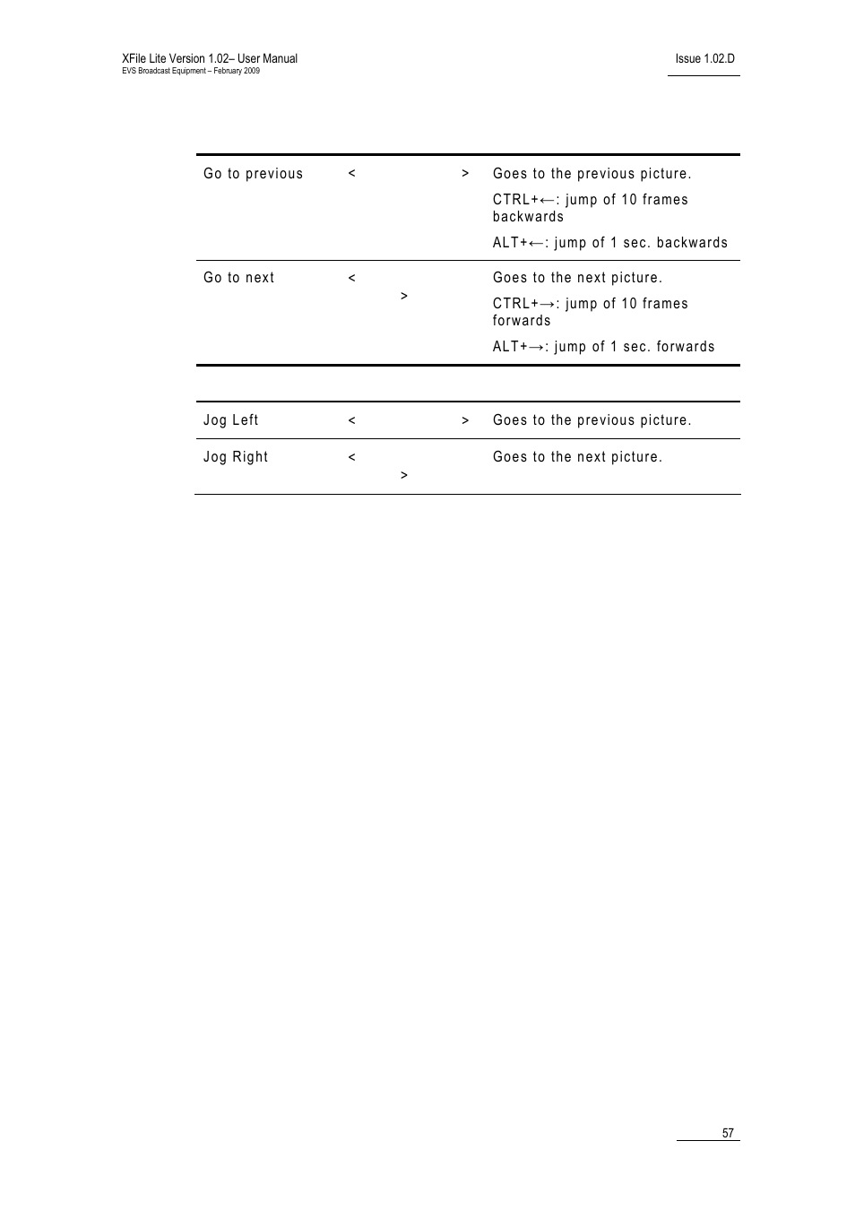 EVS Xfile Version 1.02 - February 2009 User Manual User Manual | Page 62 / 74