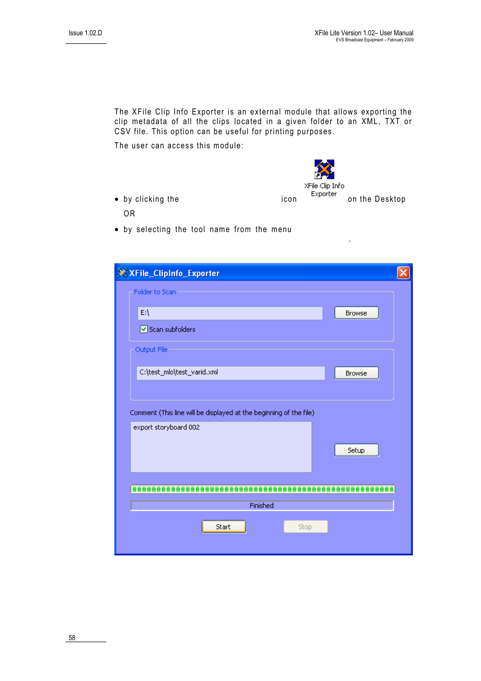 4 xfile clip info exporter | EVS Xfile Version 1.02 - February 2009 User Manual User Manual | Page 63 / 74