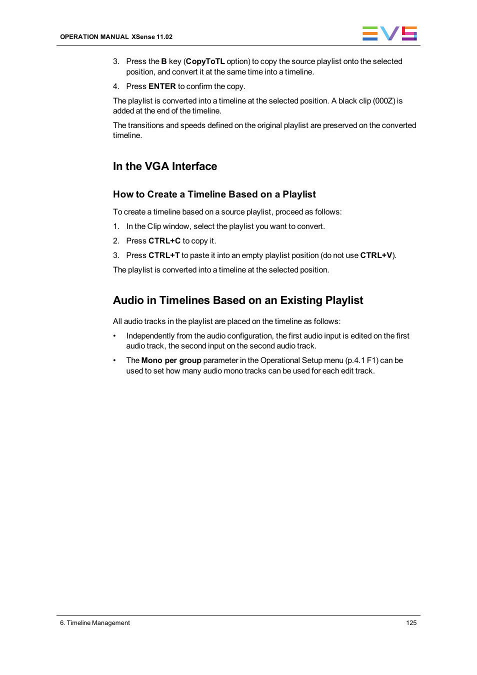 Audio in timelines based on an existing playlist | EVS XSense Version 11.02 - July 2013 Operating Manual User Manual | Page 133 / 181