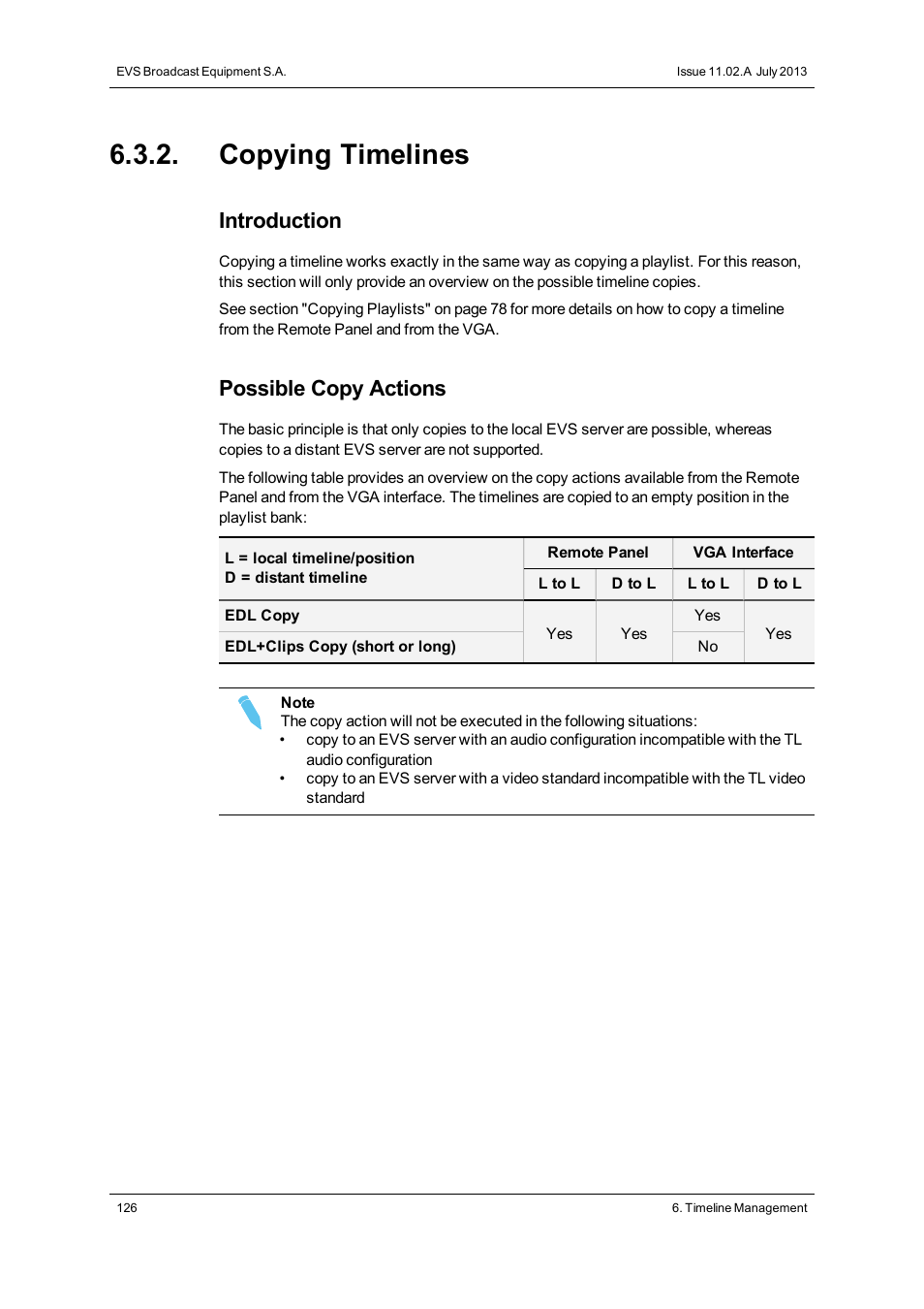 Copying timelines, Introduction, Possible copy actions | EVS XSense Version 11.02 - July 2013 Operating Manual User Manual | Page 134 / 181