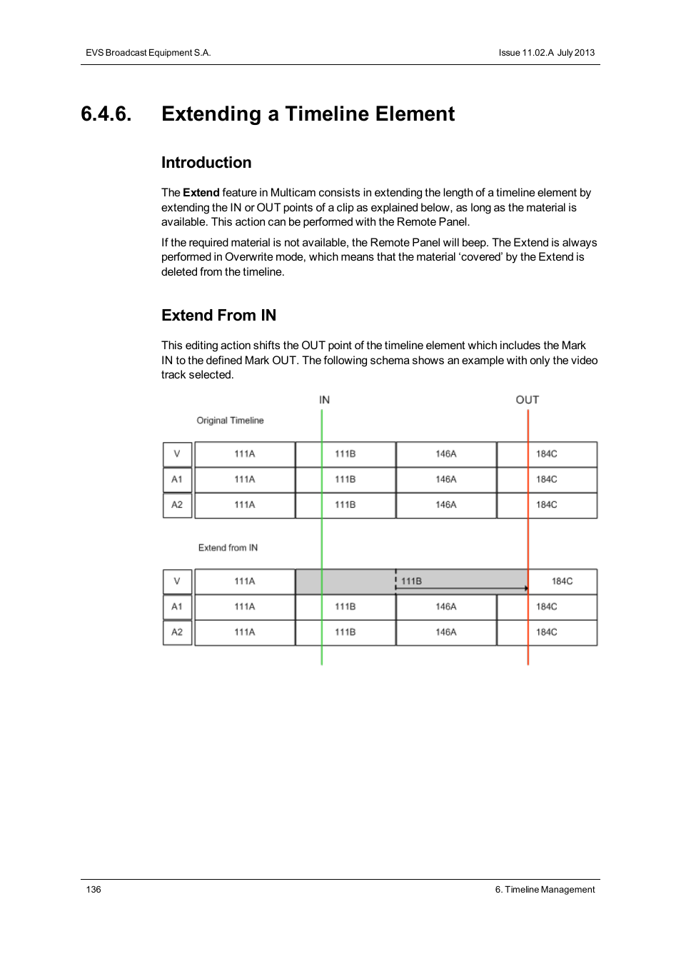 Extending a timeline element, Introduction, Extend from in | EVS XSense Version 11.02 - July 2013 Operating Manual User Manual | Page 144 / 181