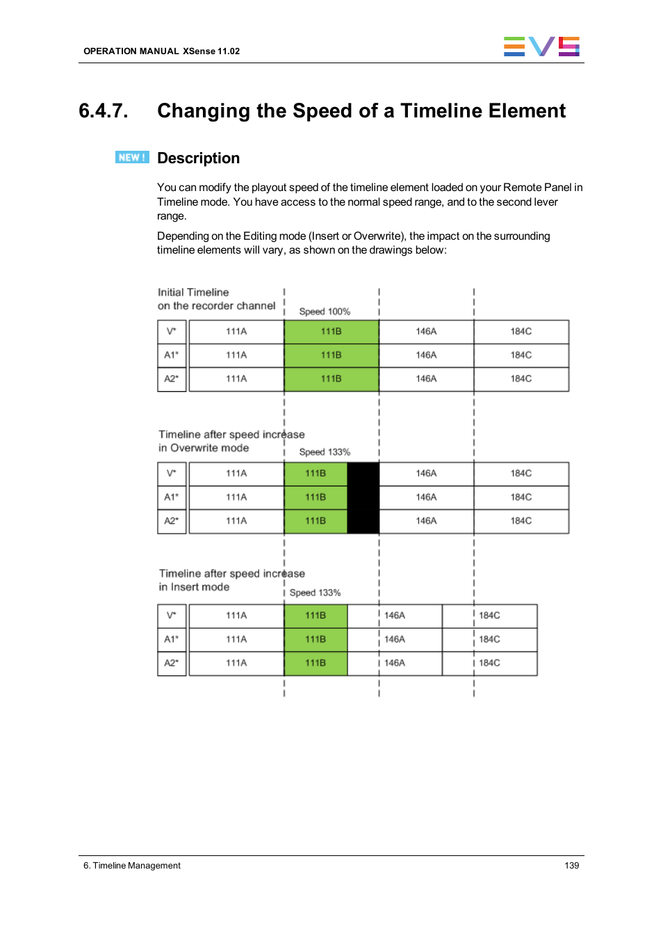 Changing the speed of a timeline element, Description | EVS XSense Version 11.02 - July 2013 Operating Manual User Manual | Page 147 / 181