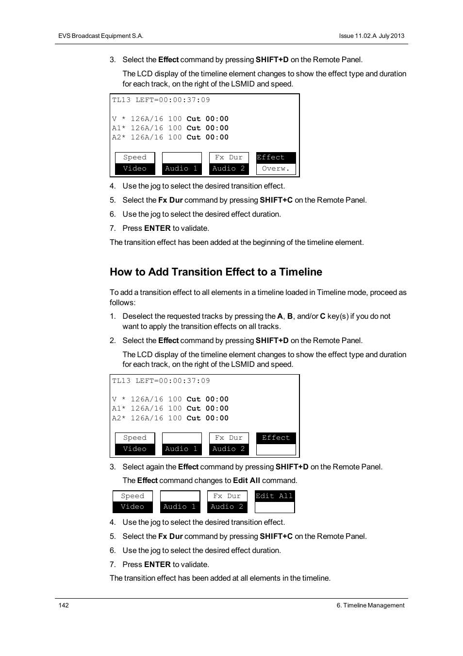 How to add transition effect to a timeline | EVS XSense Version 11.02 - July 2013 Operating Manual User Manual | Page 150 / 181