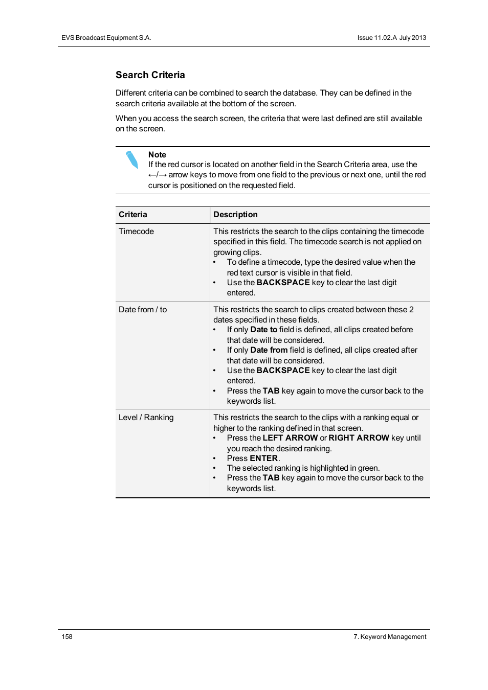 EVS XSense Version 11.02 - July 2013 Operating Manual User Manual | Page 166 / 181