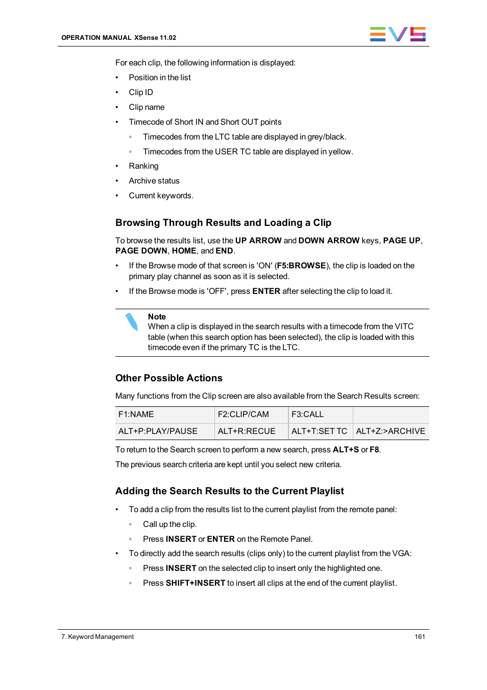 EVS XSense Version 11.02 - July 2013 Operating Manual User Manual | Page 169 / 181