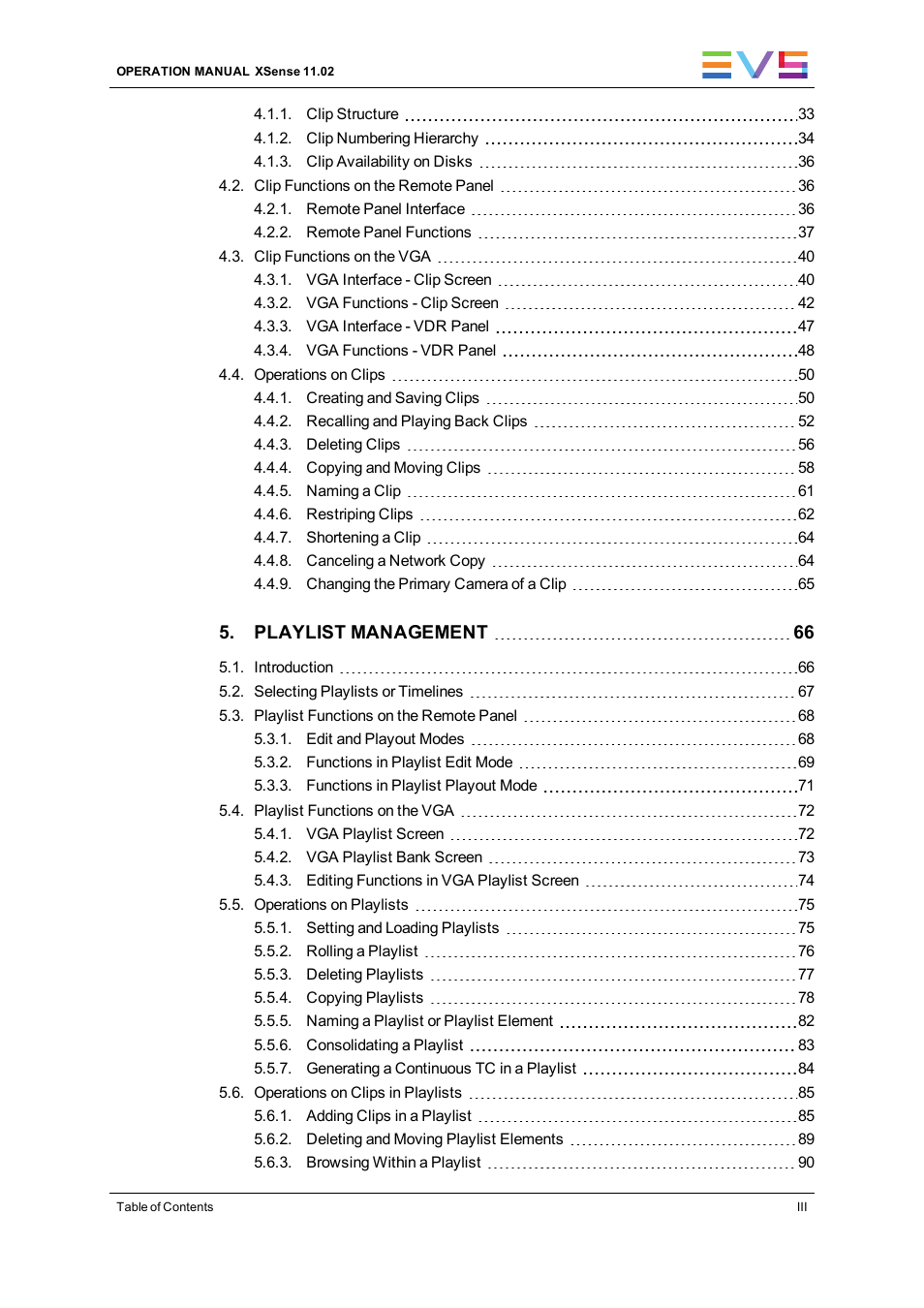 EVS XSense Version 11.02 - July 2013 Operating Manual User Manual | Page 5 / 181