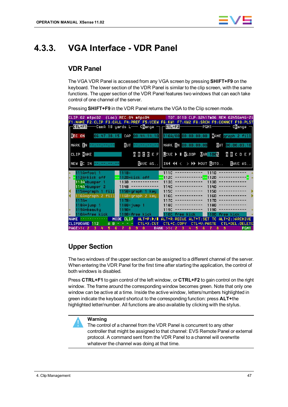 Vga interface - vdr panel, Vdr panel | EVS XSense Version 11.02 - July 2013 Operating Manual User Manual | Page 55 / 181
