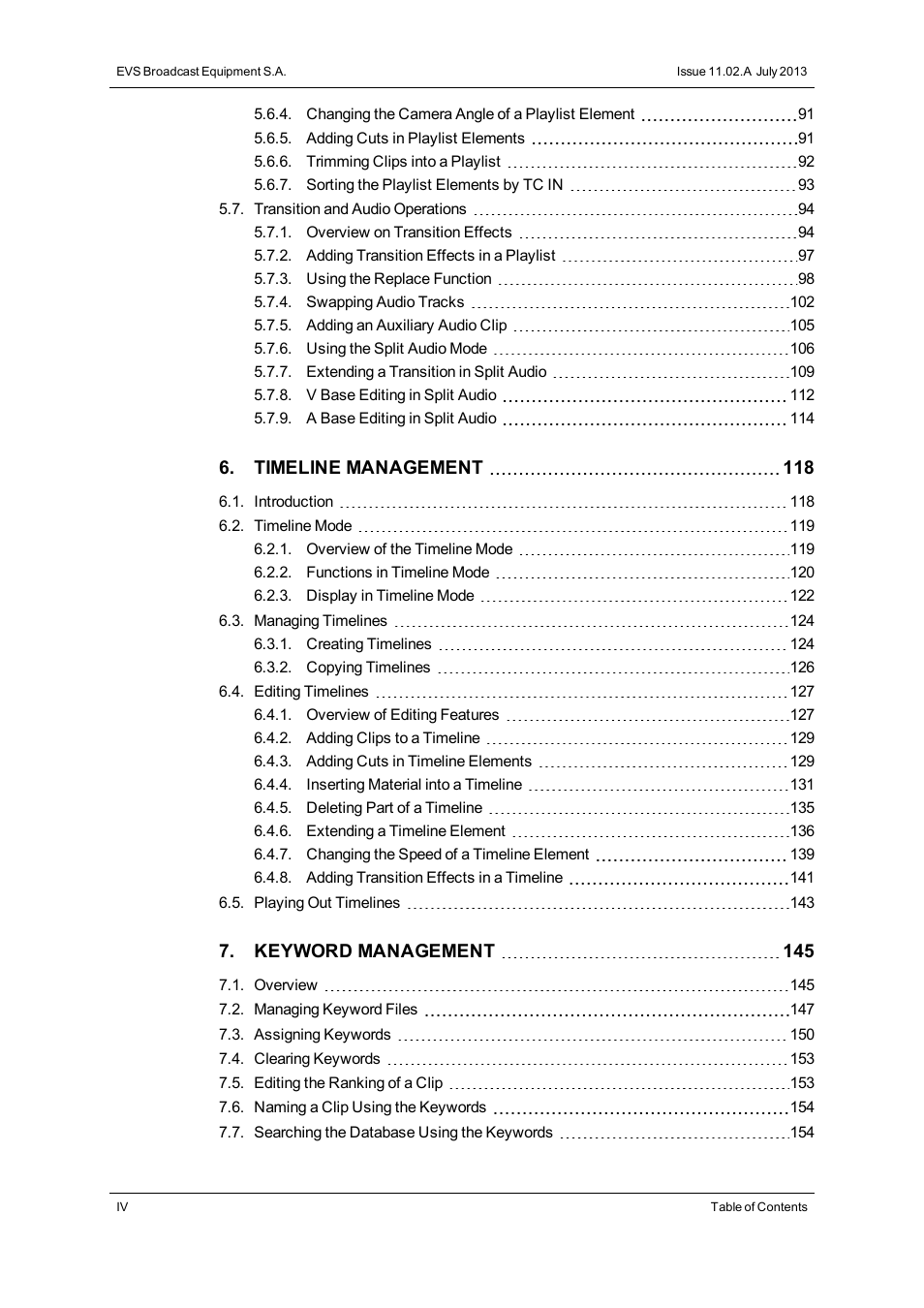 EVS XSense Version 11.02 - July 2013 Operating Manual User Manual | Page 6 / 181