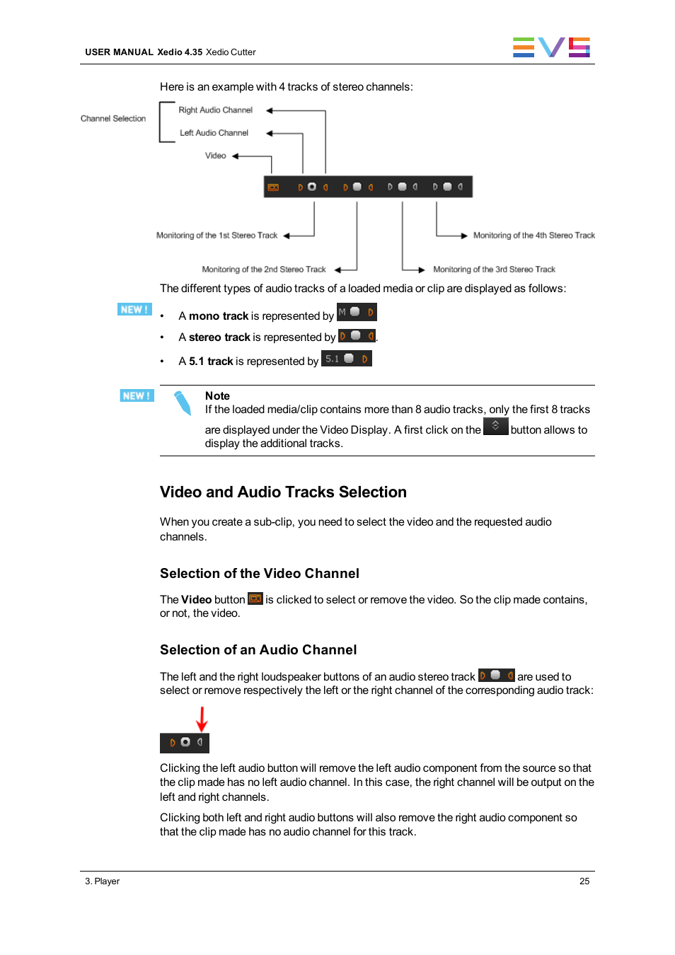 Video and audio tracks selection | EVS XEDIO Cutter Version 4.35 - August 2013 User Manual User Manual | Page 33 / 46