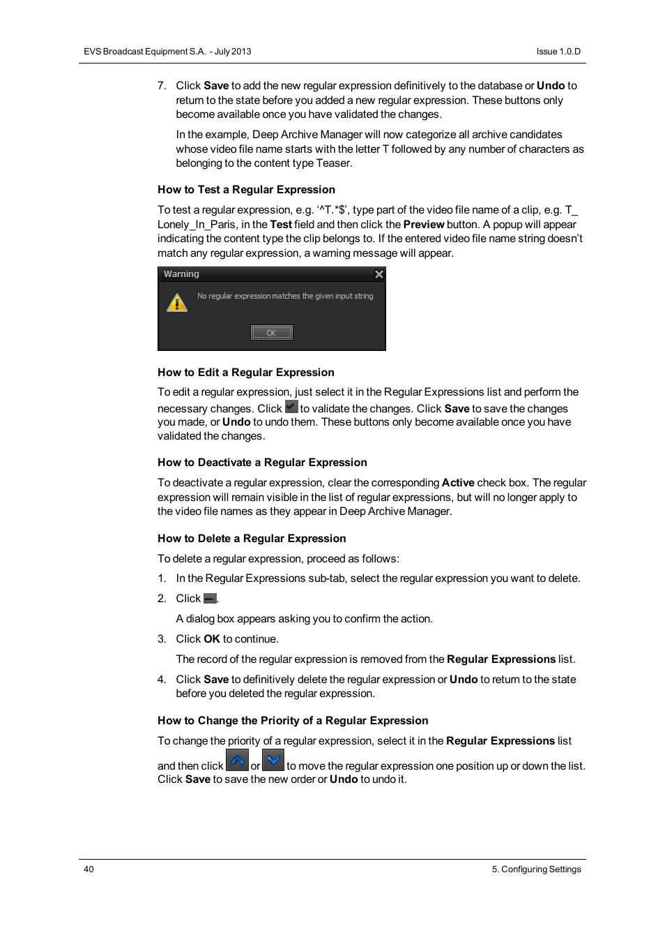 EVS IP2Archive Configurator Version 1.0 - July 2013 User Manual User Manual | Page 44 / 73
