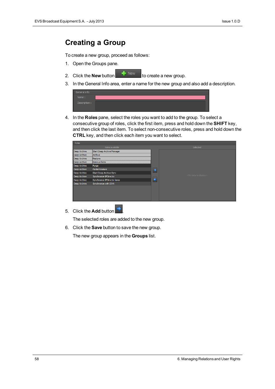 Creating a group | EVS IP2Archive Configurator Version 1.0 - July 2013 User Manual User Manual | Page 62 / 73