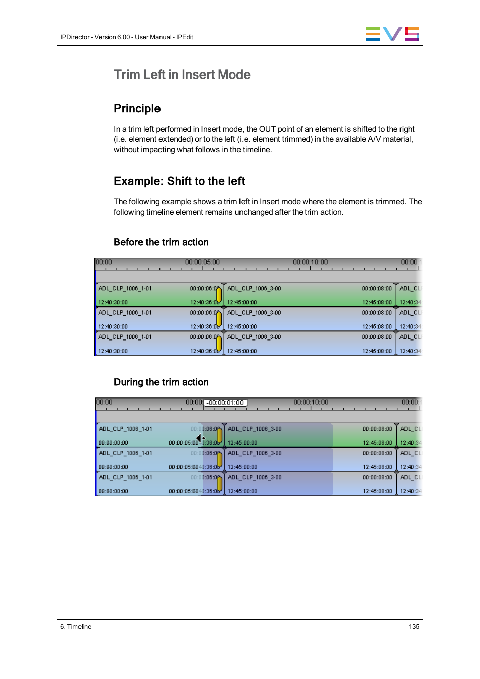Trim left in insert mode, Principle, Example: shift to the left | EVS IPDirector Version 6.0 - November 2012 Part 8 User's Manual User Manual | Page 147 / 250