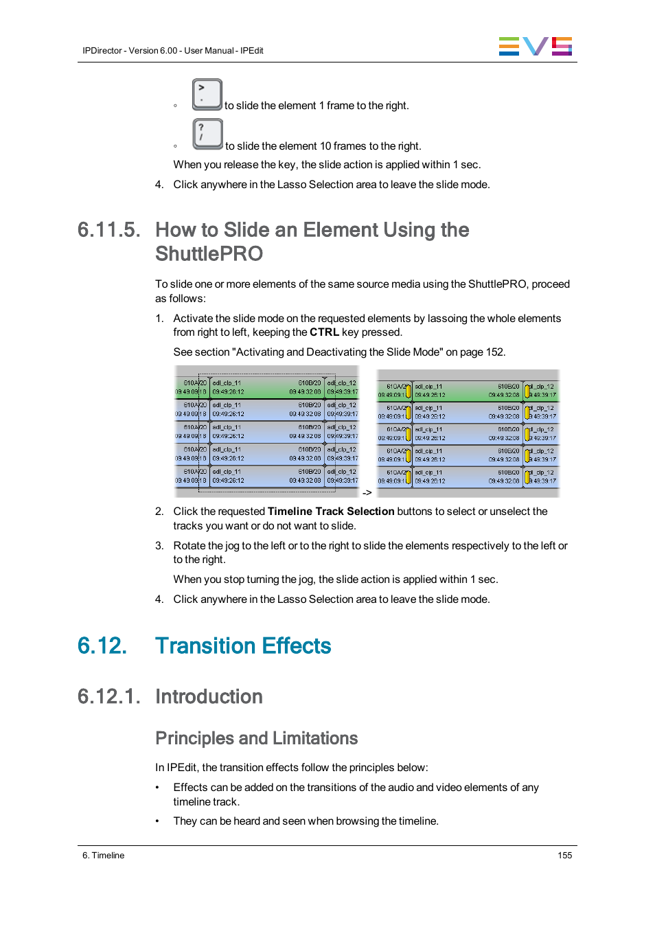 How to slide an element using the shuttlepro, Transition effects, Introduction | Principles and limitations | EVS IPDirector Version 6.0 - November 2012 Part 8 User's Manual User Manual | Page 167 / 250