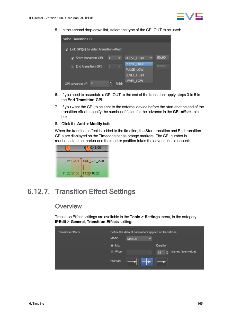 Transition effect settings, Overview | EVS IPDirector Version 6.0 - November 2012 Part 8 User's Manual User Manual | Page 177 / 250