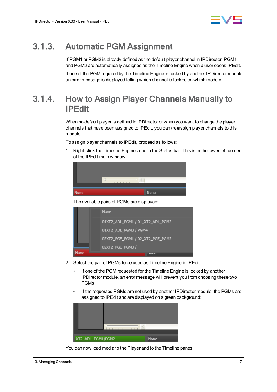 Automatic pgm assignment, How to assign player channels manually to ipedit | EVS IPDirector Version 6.0 - November 2012 Part 8 User's Manual User Manual | Page 19 / 250