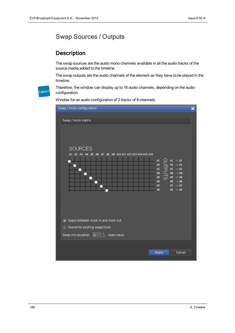 Swap sources / outputs, Description | EVS IPDirector Version 6.0 - November 2012 Part 8 User's Manual User Manual | Page 198 / 250