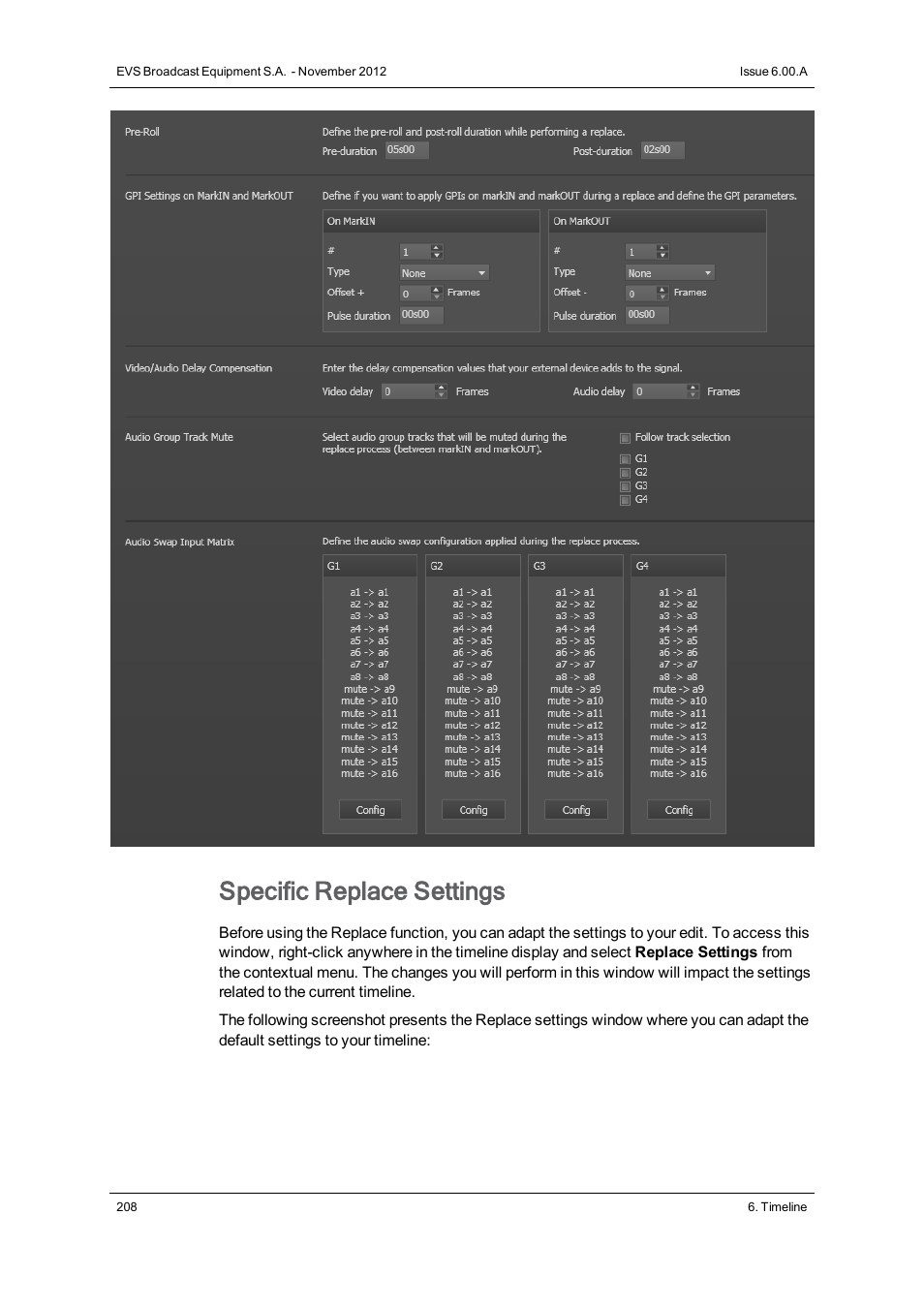 Specific replace settings | EVS IPDirector Version 6.0 - November 2012 Part 8 User's Manual User Manual | Page 220 / 250