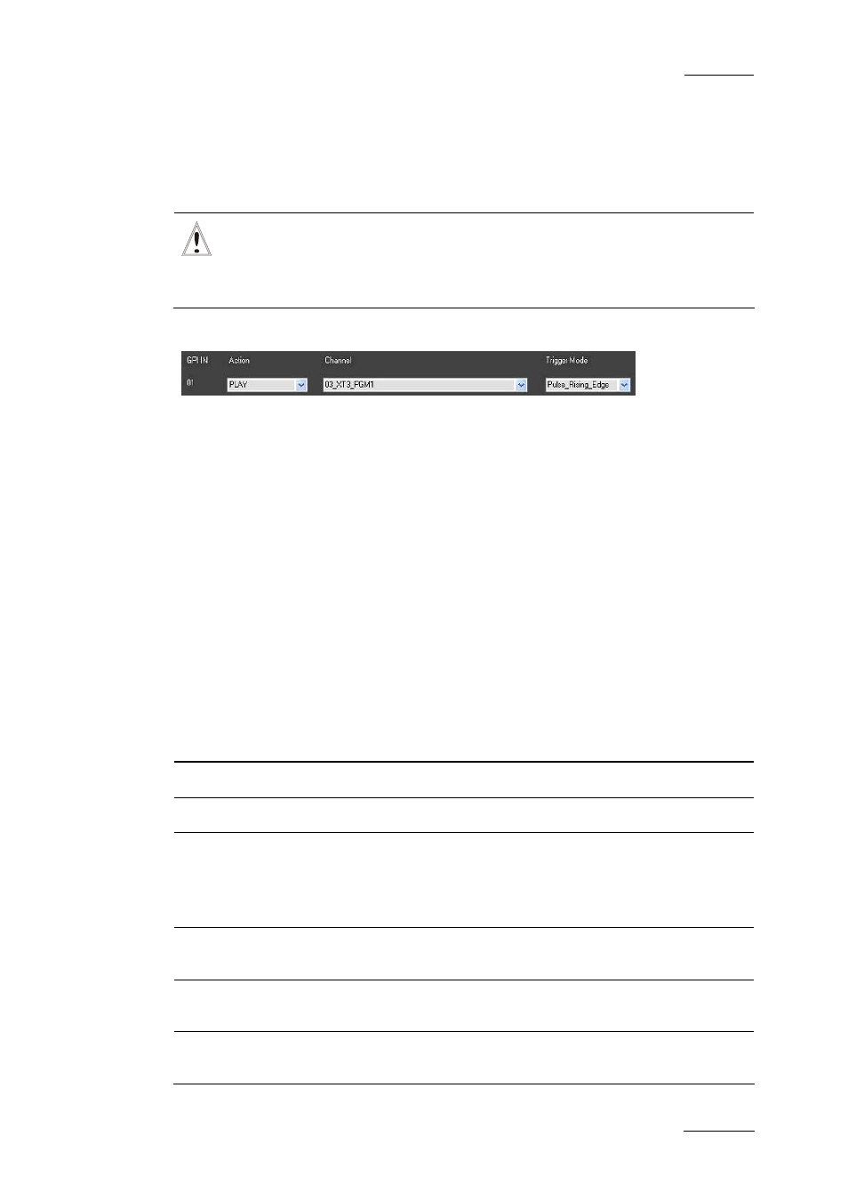 Example, Action, 4 gpi settings | EVS IPDirector Version 5.6 - May 2009 Part 1 User's Manual User Manual | Page 76 / 121