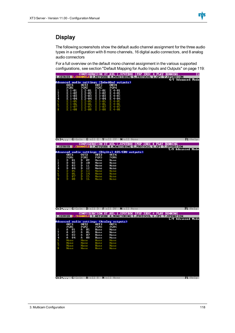 Display | EVS XT3 Version 11.00 Configuration Manual User Manual | Page 124 / 227