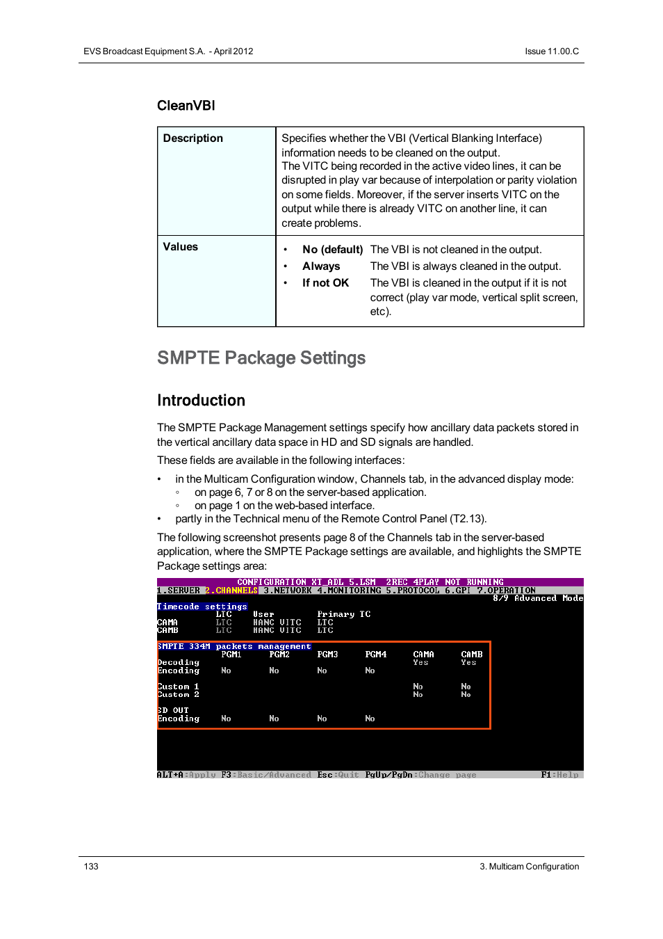 Smpte package settings, Introduction | EVS XT3 Version 11.00 Configuration Manual User Manual | Page 139 / 227