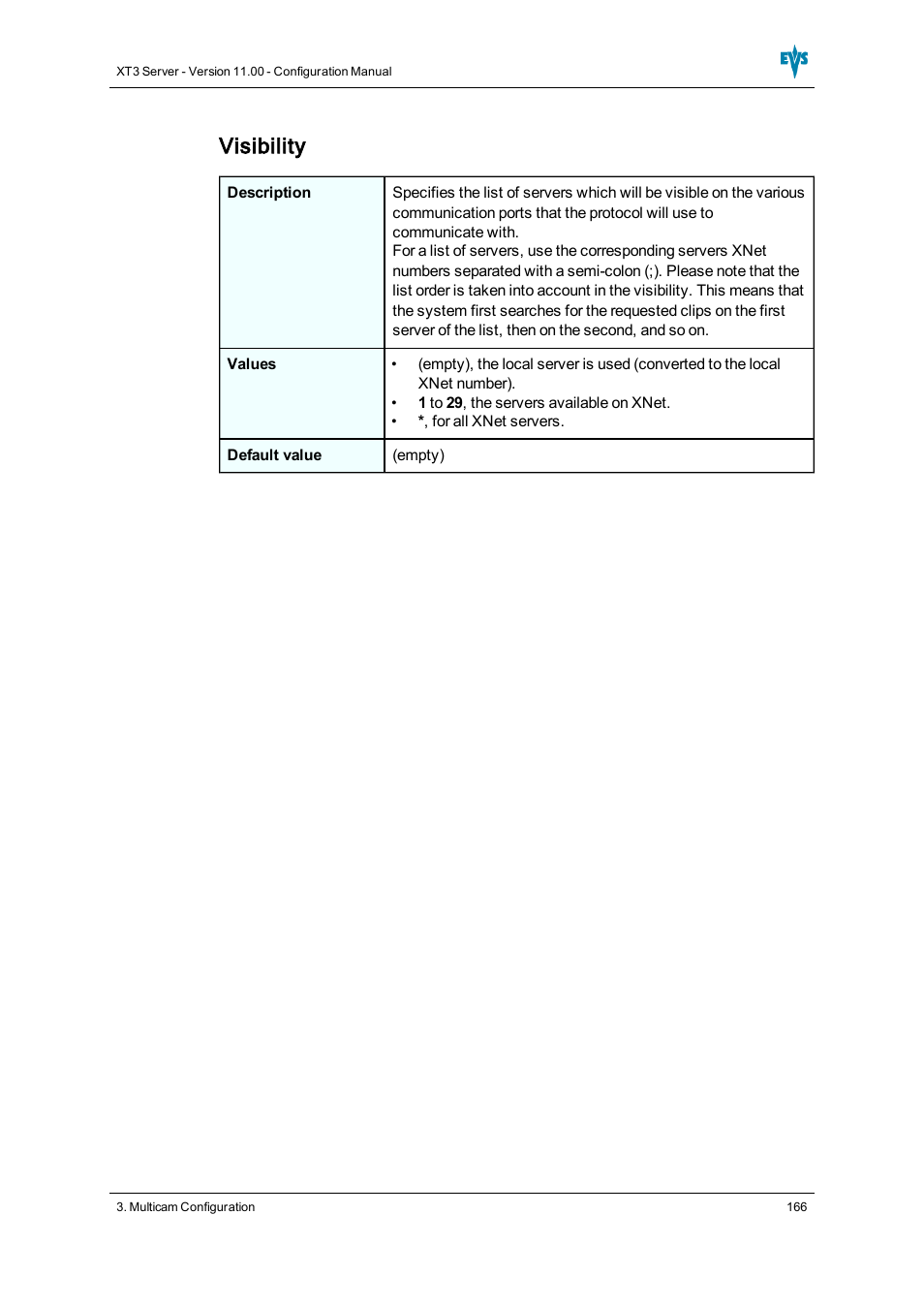 Visibility | EVS XT3 Version 11.00 Configuration Manual User Manual | Page 172 / 227