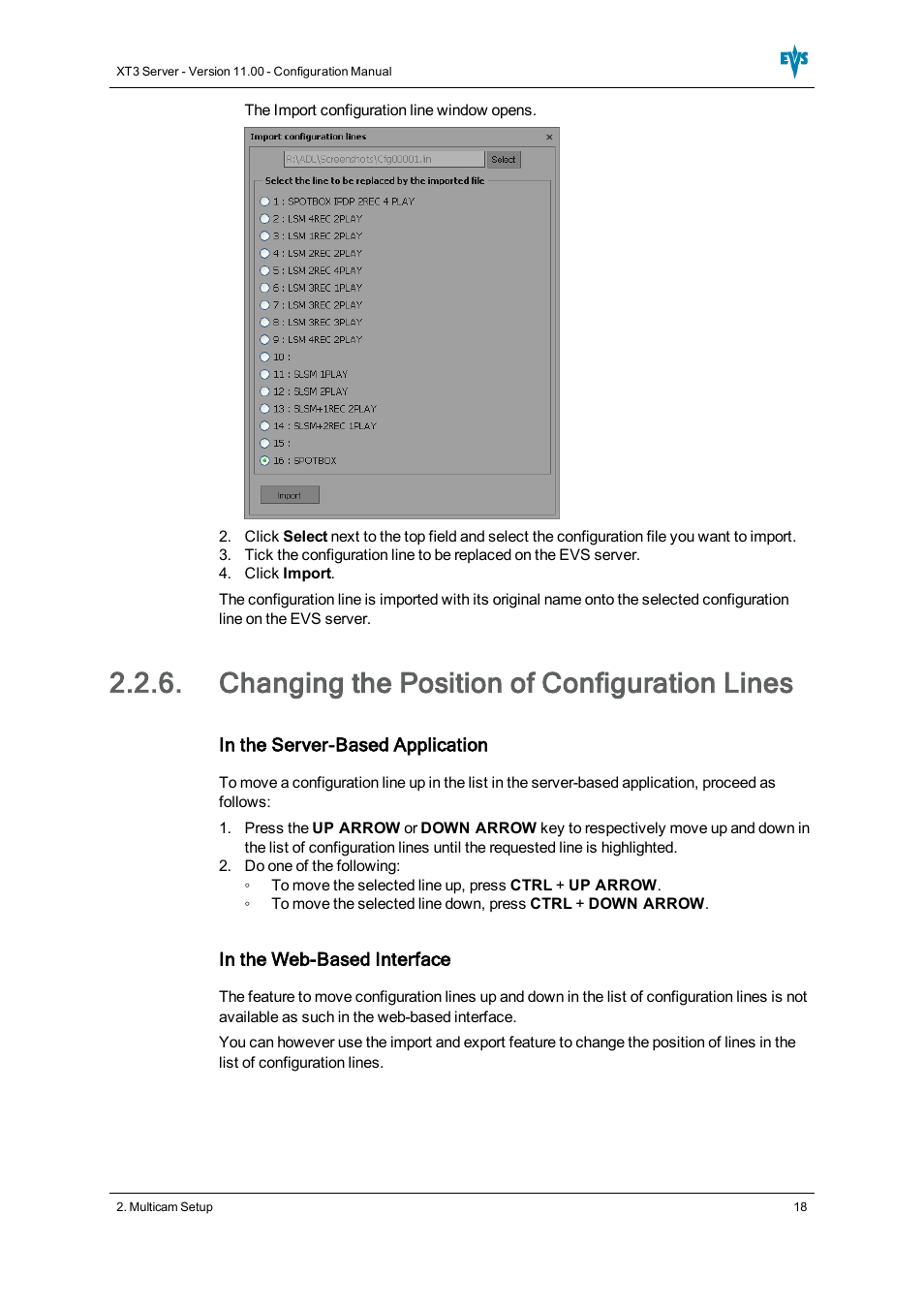 Changing the position of configuration lines | EVS XT3 Version 11.00 Configuration Manual User Manual | Page 24 / 227