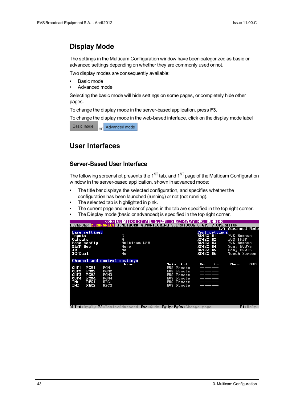 Display mode, User interfaces | EVS XT3 Version 11.00 Configuration Manual User Manual | Page 49 / 227