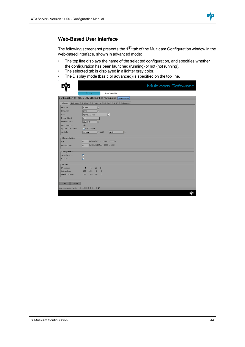 Web-based user interface | EVS XT3 Version 11.00 Configuration Manual User Manual | Page 50 / 227