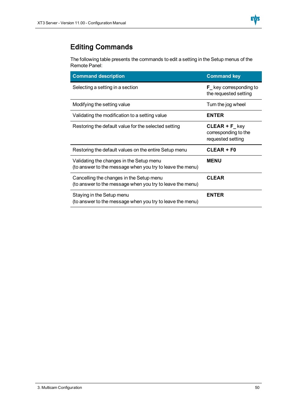 Editing commands | EVS XT3 Version 11.00 Configuration Manual User Manual | Page 56 / 227