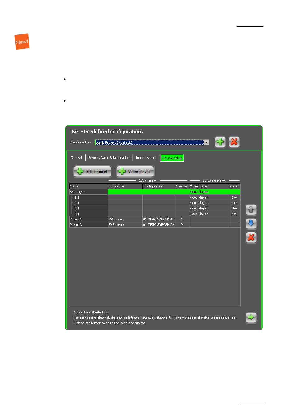 Review setup tab, Eview, Etup | EVS INSIO Version 1.1 - October 2010 User's Manual User Manual | Page 36 / 121