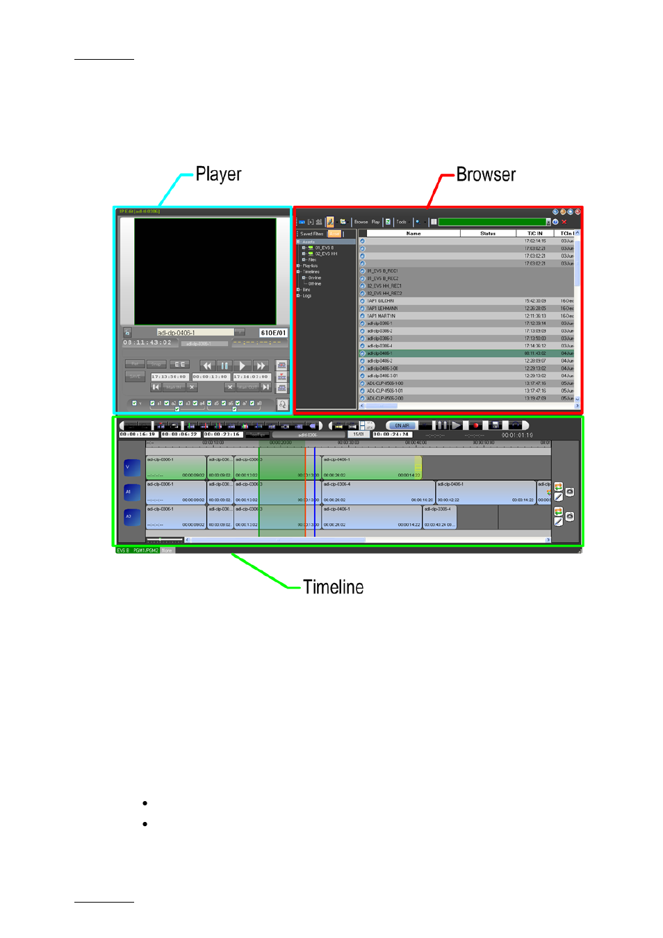 Ipedit outline, Activating a pane in ipedit, Background colour of window outline | EVS IPDirector Version 5.6 - May 2009 Part 7 User's Manual User Manual | Page 13 / 206