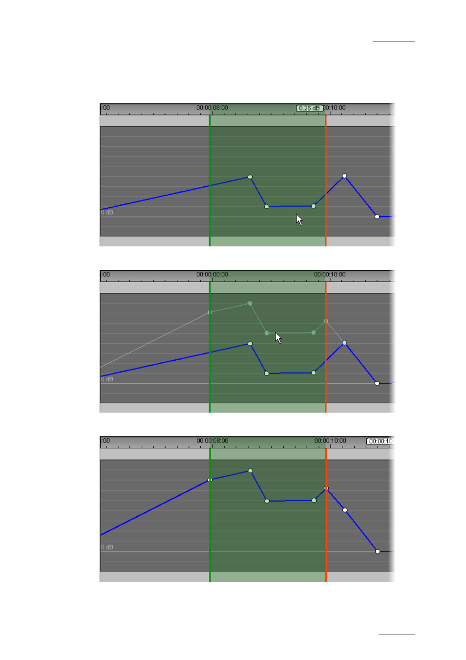 Example: increase the volume on a part of a track, Before, During | After | EVS IPDirector Version 5.6 - May 2009 Part 7 User's Manual User Manual | Page 182 / 206