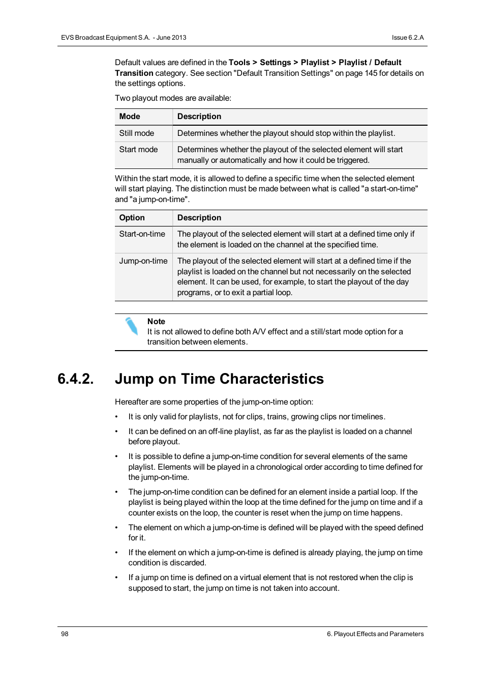 Jump on time characteristics | EVS IPDirector Version 6.2 - June 2013 PLAYLIST PANEL User Manual User Manual | Page 112 / 178