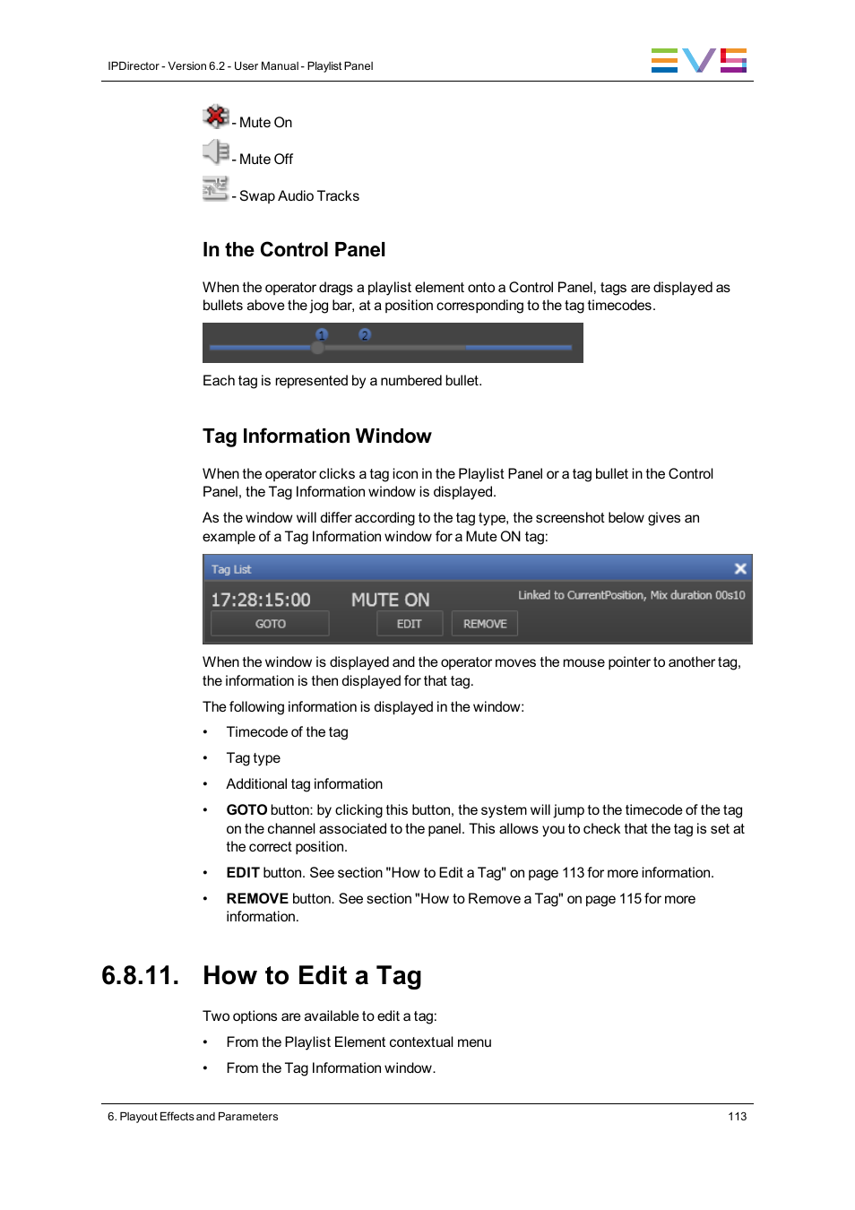 How to edit a tag, Tag information window | EVS IPDirector Version 6.2 - June 2013 PLAYLIST PANEL User Manual User Manual | Page 127 / 178