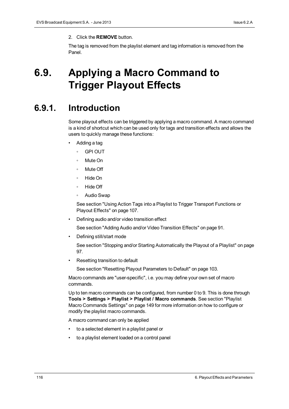 Introduction | EVS IPDirector Version 6.2 - June 2013 PLAYLIST PANEL User Manual User Manual | Page 130 / 178