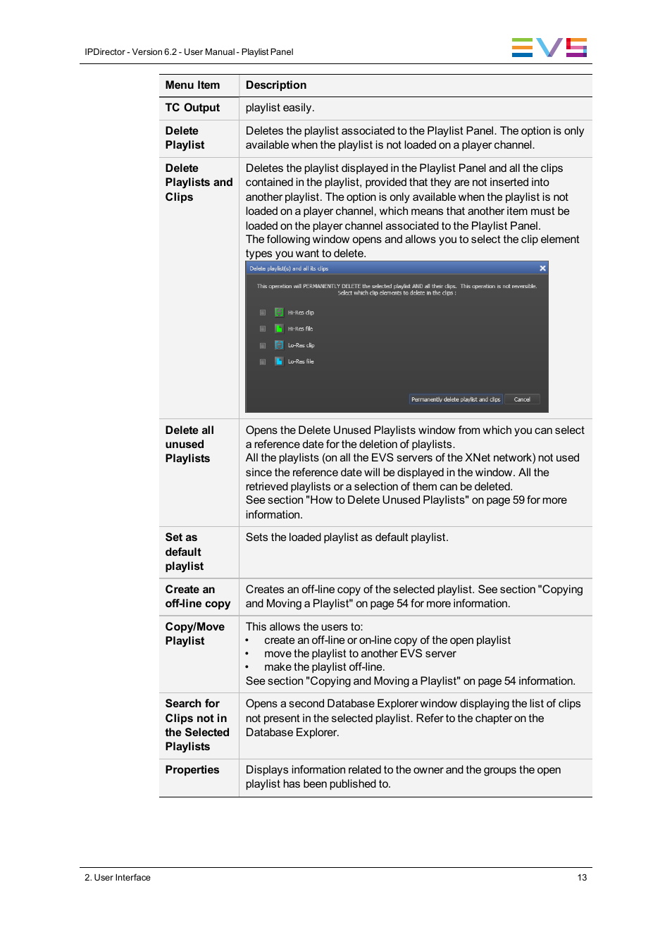 EVS IPDirector Version 6.2 - June 2013 PLAYLIST PANEL User Manual User Manual | Page 27 / 178