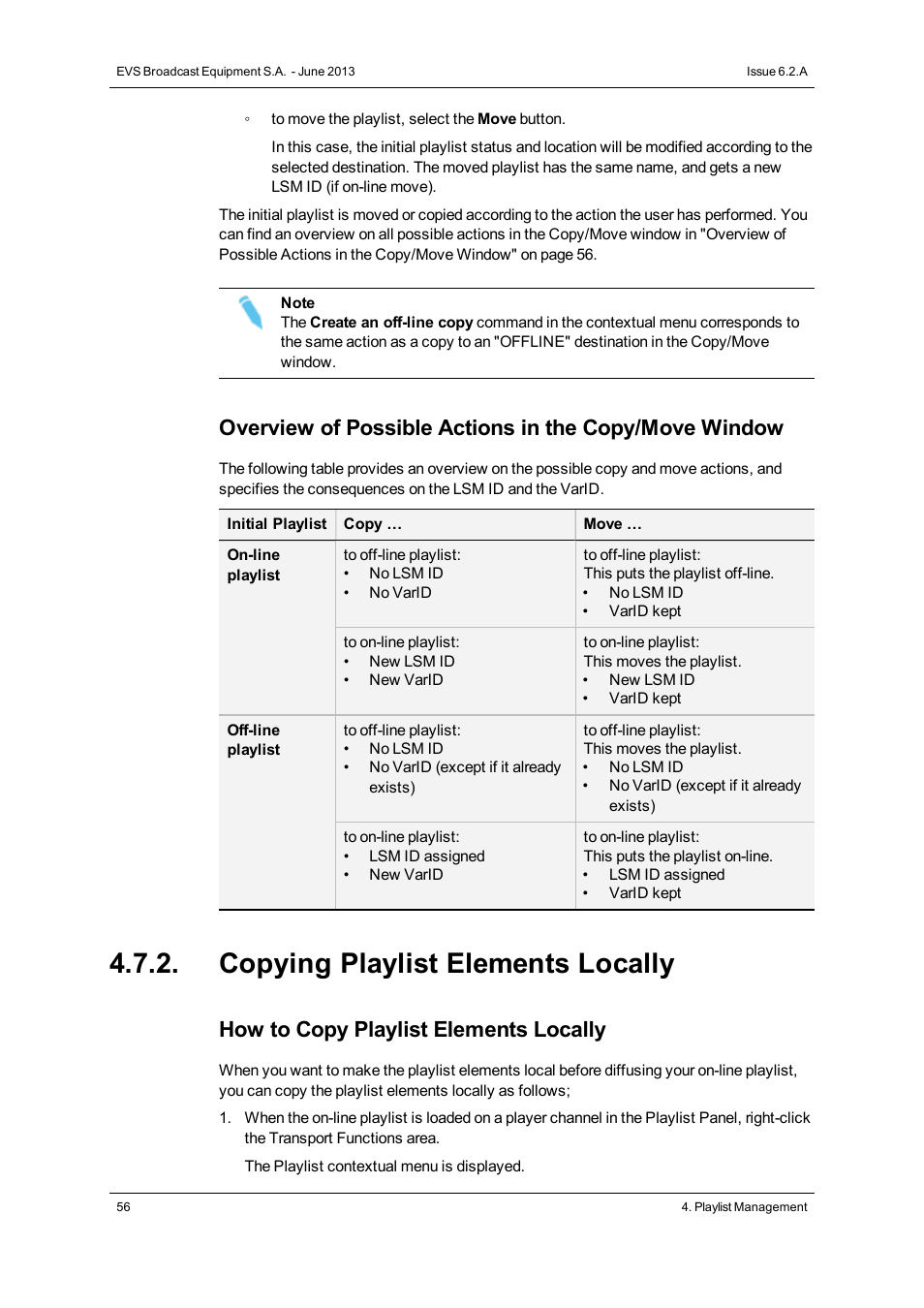 Copying playlist elements locally, How to copy playlist elements locally | EVS IPDirector Version 6.2 - June 2013 PLAYLIST PANEL User Manual User Manual | Page 70 / 178