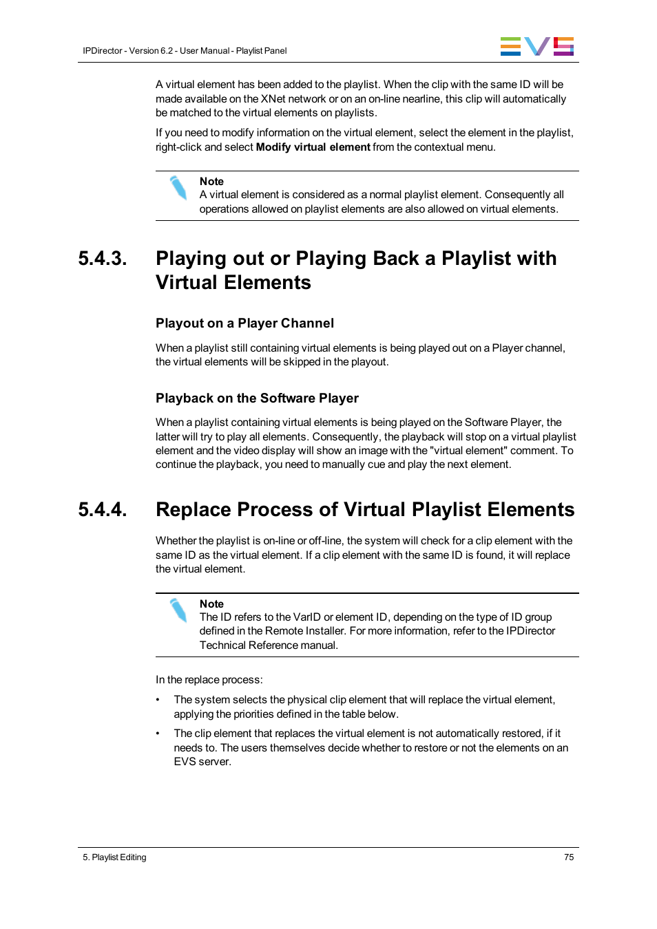 Replace process of virtual playlist elements | EVS IPDirector Version 6.2 - June 2013 PLAYLIST PANEL User Manual User Manual | Page 89 / 178