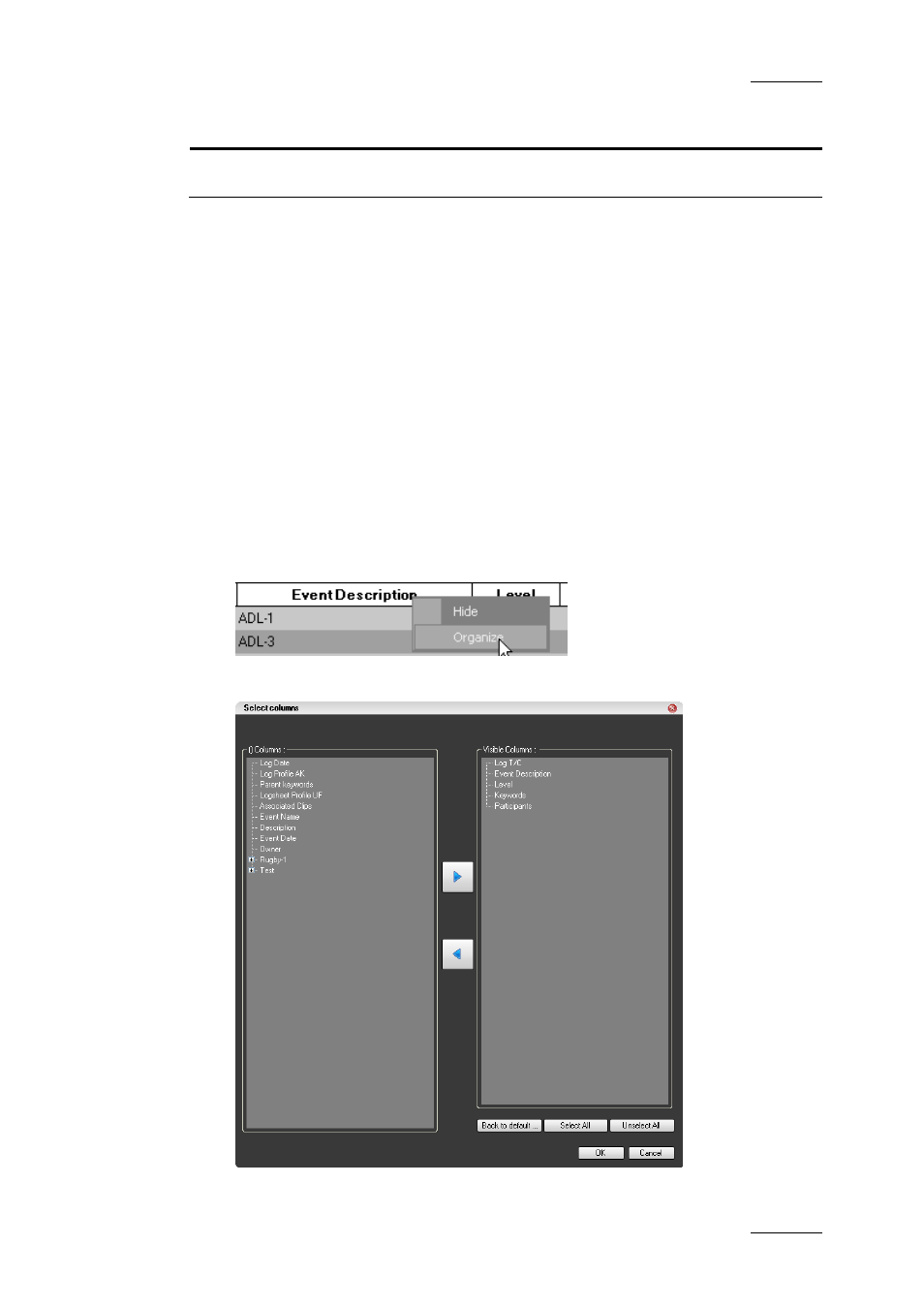 Organizing columns in the log sheet, How to add columns to the log sheet | EVS IPDirector Version 5.9 - January 2011 Part 2 User’s Manual User Manual | Page 20 / 93