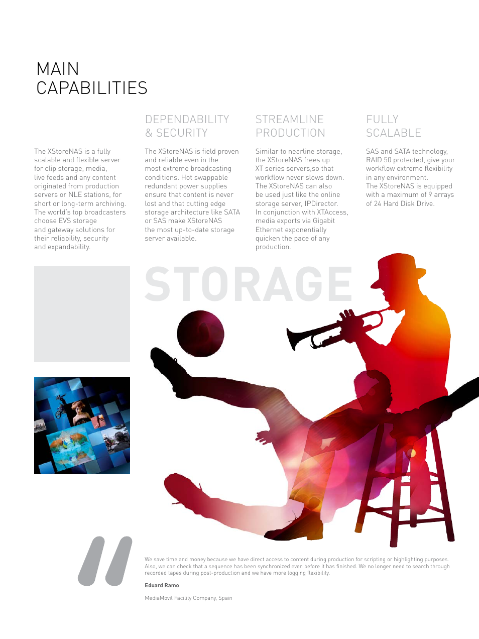 Storage, Main capabilities | EVS XstoreNAS User Manual | Page 3 / 4