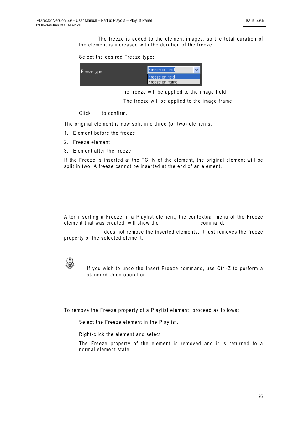 Removing a freeze effect, Introduction | EVS IPDirector Version 5.9 - January 2011 Part 6 User’s Manual User Manual | Page 106 / 192