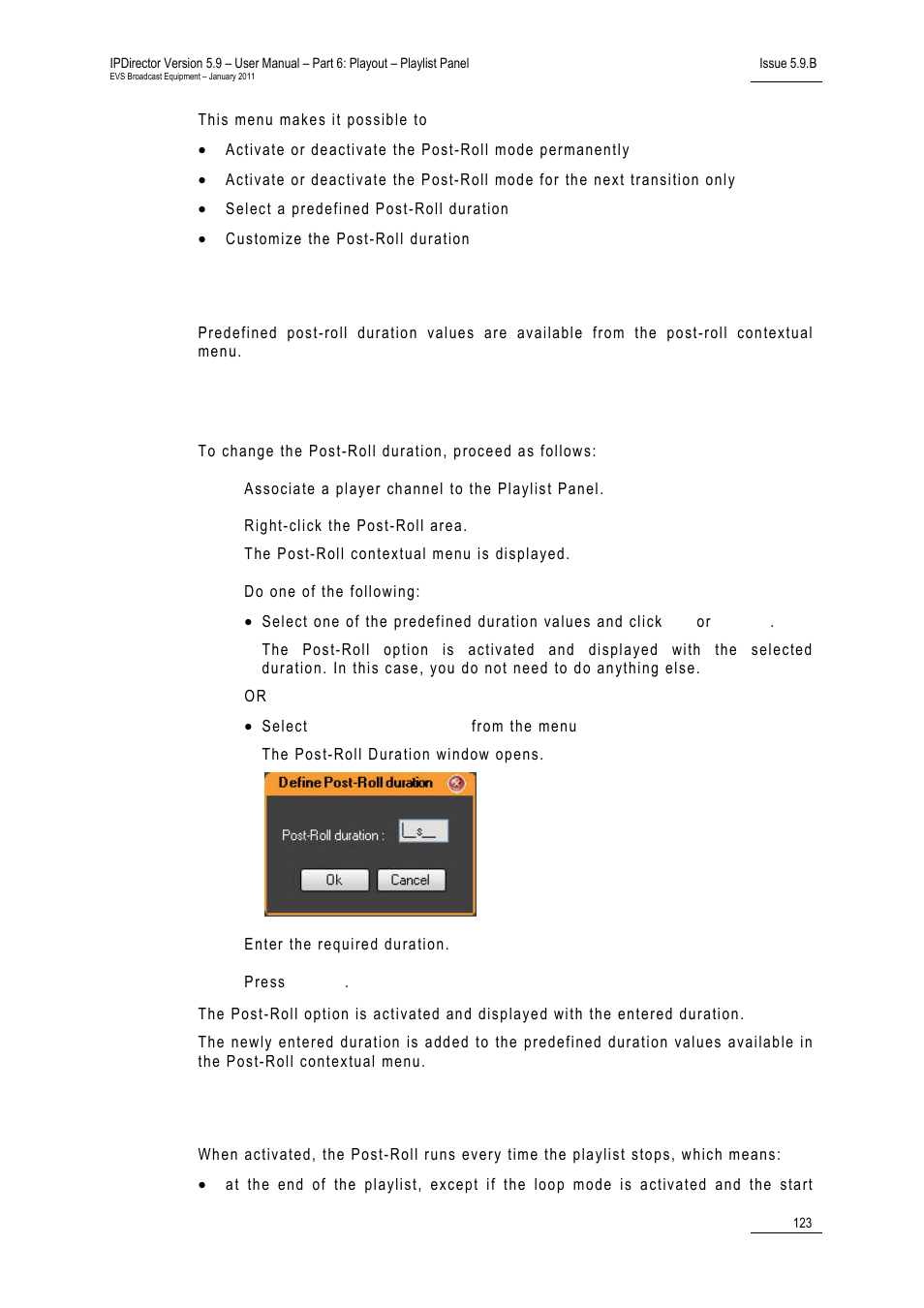 Post-roll duration, How to change the post-roll duration, Post-roll mechanism | EVS IPDirector Version 5.9 - January 2011 Part 6 User’s Manual User Manual | Page 134 / 192