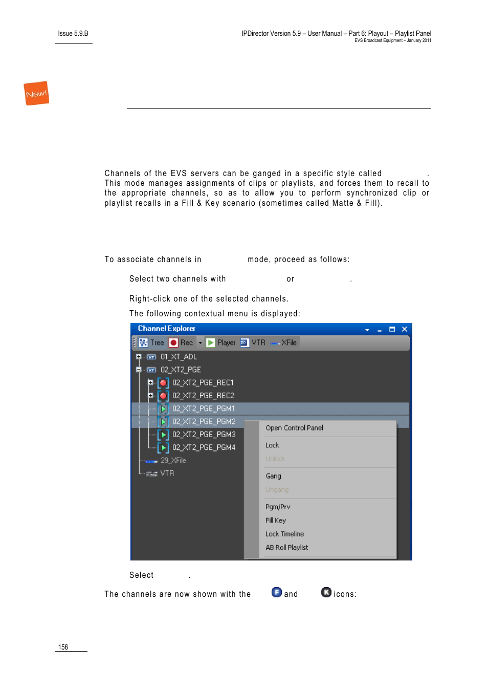 Fill and key, Fill and key channels, 1 how to associate channels in fill & key mode | How to associate channels in fill & key mode, 1 fill and key channels | EVS IPDirector Version 5.9 - January 2011 Part 6 User’s Manual User Manual | Page 167 / 192