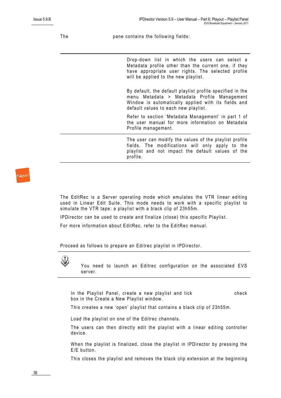 Creating an editrec playlist, Introduction, Procedure | EVS IPDirector Version 5.9 - January 2011 Part 6 User’s Manual User Manual | Page 47 / 192